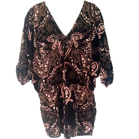 Angie Women's Boho Style Lace Up Detail Romper Size Medium - Picture 1 of 4